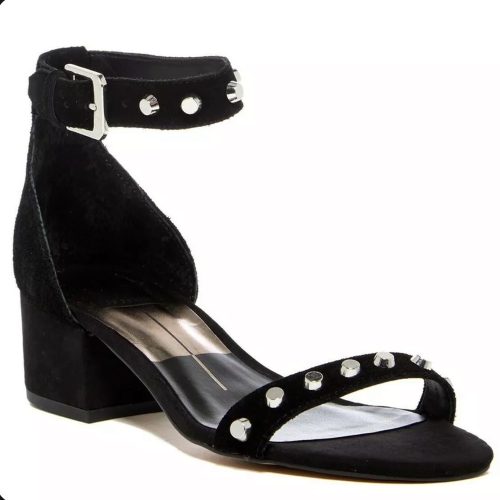 Dolce Vita Farrell Black Suede Ankle Strap Sandals Heels